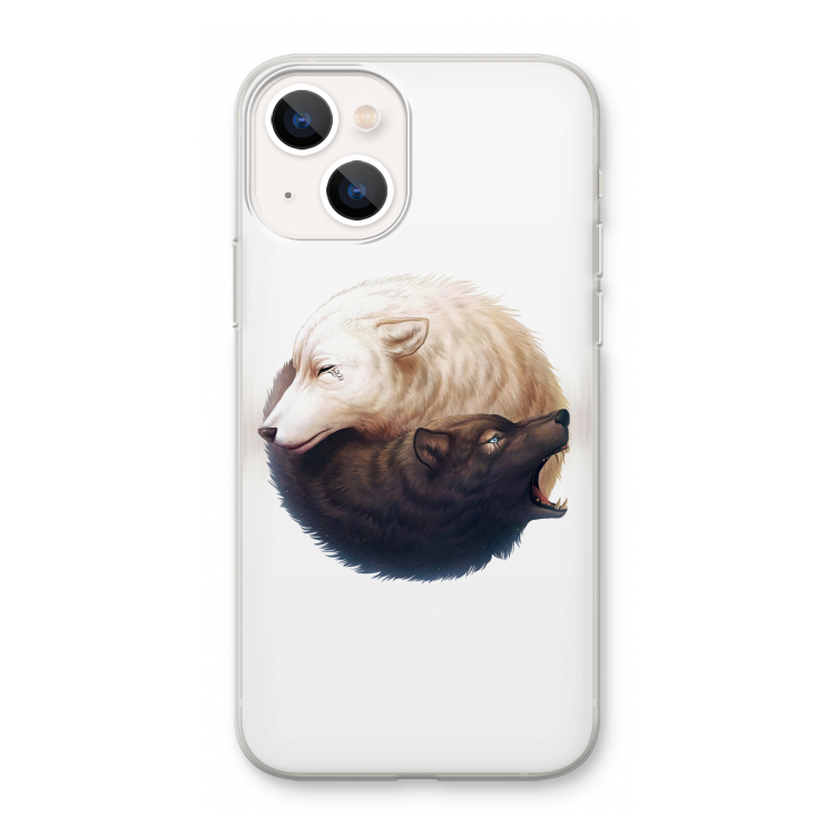 Yin Yang Wolves: iPhone 13 mini Transparant Hoesje