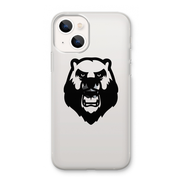 Angry Bear (black): iPhone 13 mini Transparant Hoesje