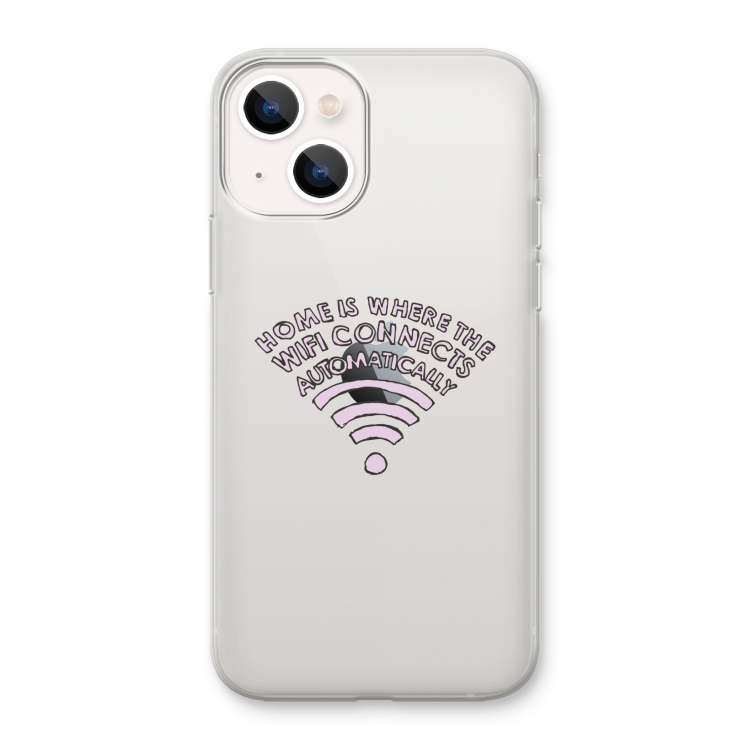 Home Is Where The Wifi Is: iPhone 13 mini Transparant Hoesje