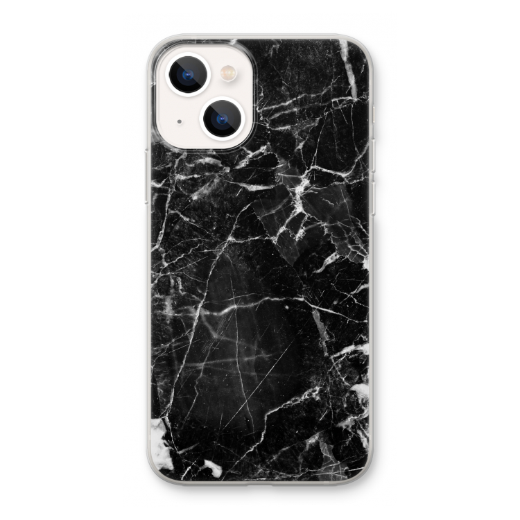 Zwart Marmer 2: iPhone 13 mini Transparant Hoesje