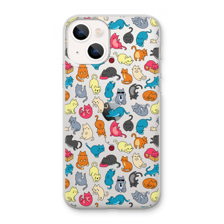 Kleurrijke katten: iPhone 13 mini Transparant Hoesje