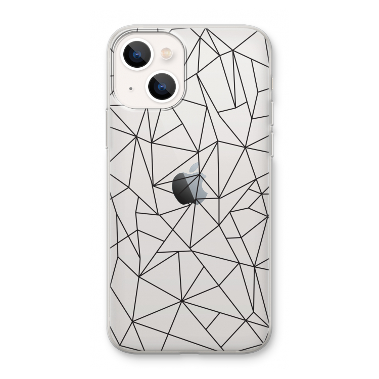 Geometrische lijnen zwart: iPhone 13 mini Transparant Hoesje