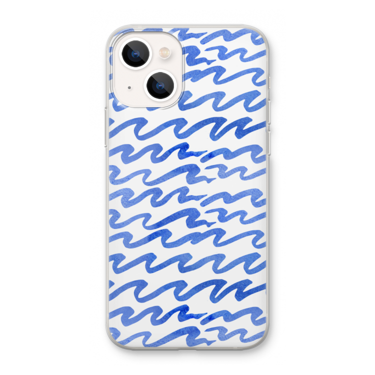 Blauwe golven: iPhone 13 mini Transparant Hoesje