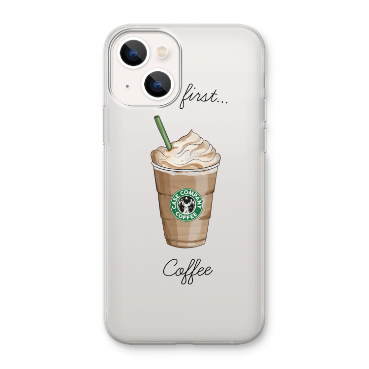 But first coffee: iPhone 13 mini Transparant Hoesje