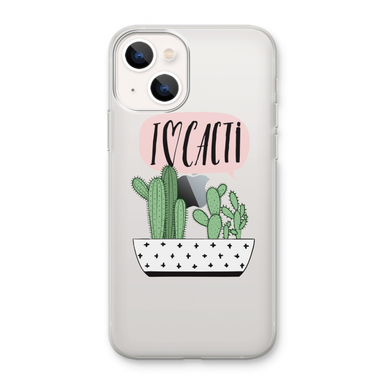 I love cacti: iPhone 13 mini Transparant Hoesje