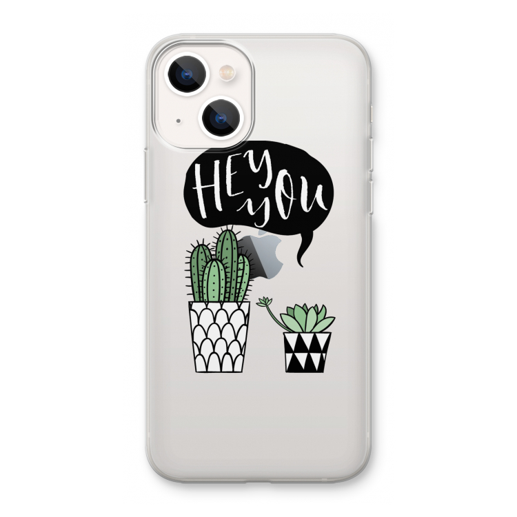 Hey you cactus: iPhone 13 mini Transparant Hoesje