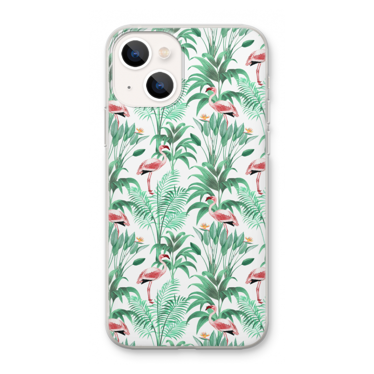 Flamingo bladeren: iPhone 13 mini Transparant Hoesje