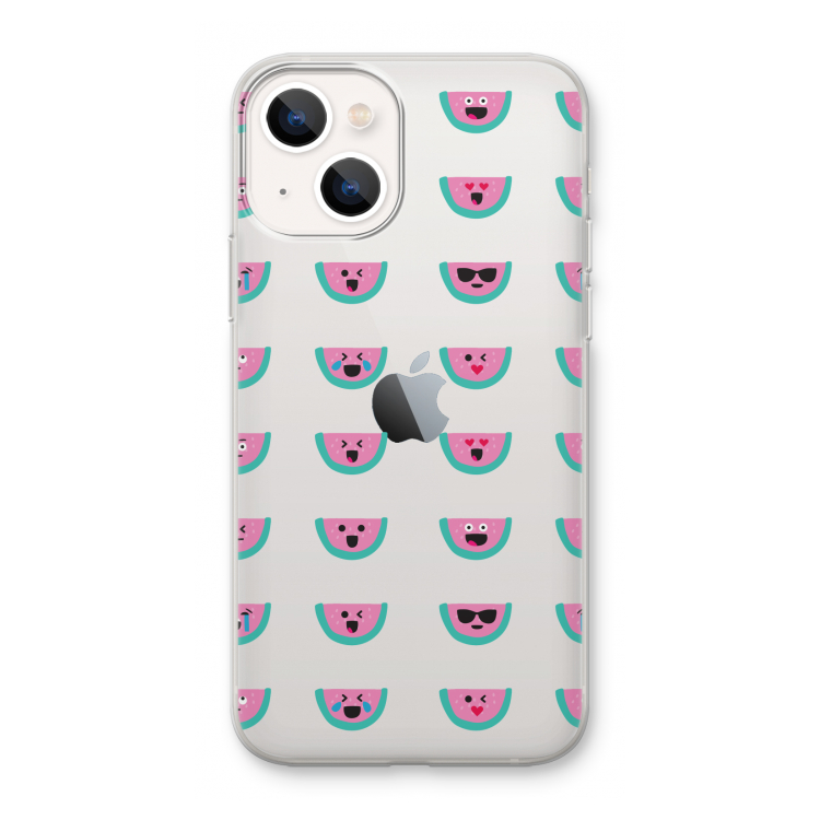 Smiley watermeloenprint: iPhone 13 mini Transparant Hoesje