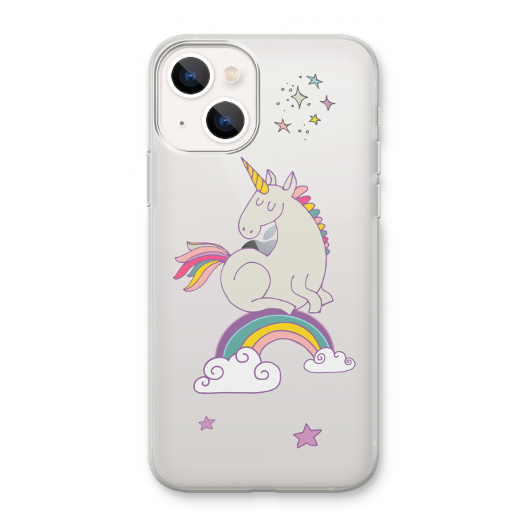 Regenboog eenhoorn: iPhone 13 mini Transparant Hoesje
