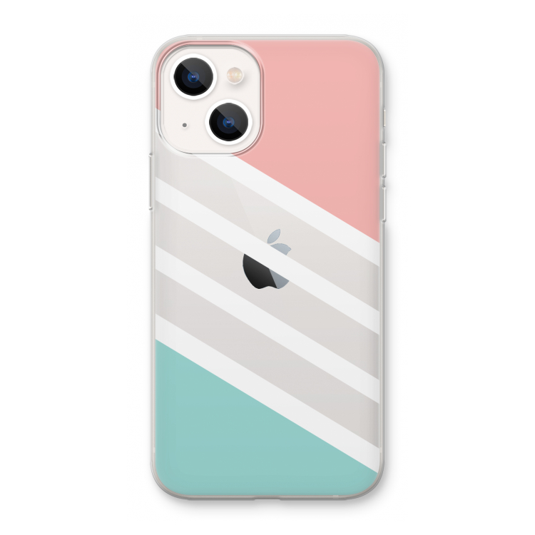 Strepen pastel: iPhone 13 mini Transparant Hoesje
