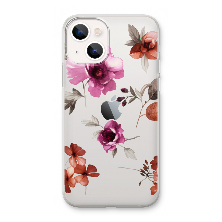 Geschilderde bloemen: iPhone 13 mini Transparant Hoesje