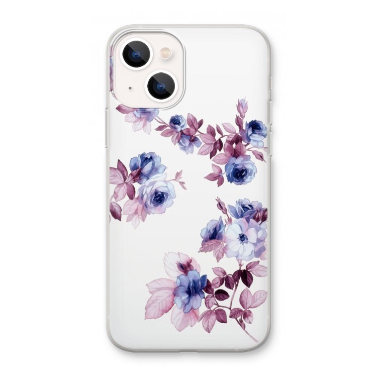 Waterverf bloemen: iPhone 13 mini Transparant Hoesje