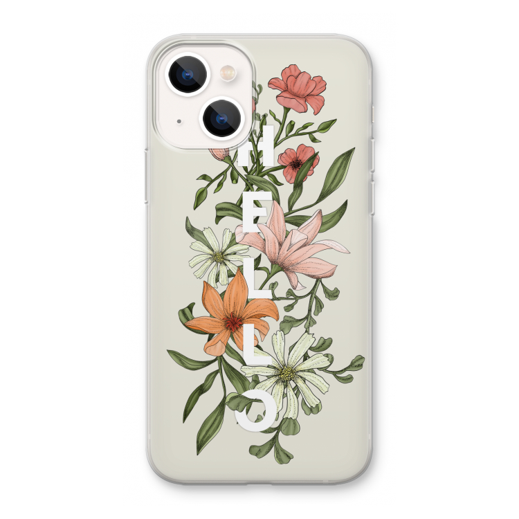 Hello bloemen: iPhone 13 mini Transparant Hoesje