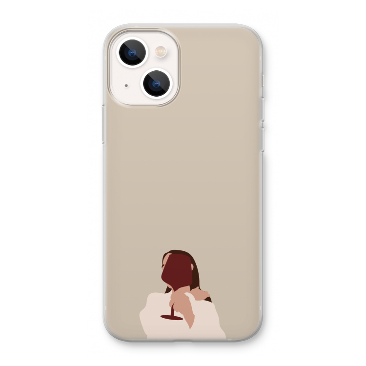 I drink wine: iPhone 13 mini Transparant Hoesje