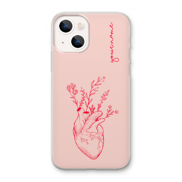 Blooming Heart: iPhone 13 mini Transparant Hoesje