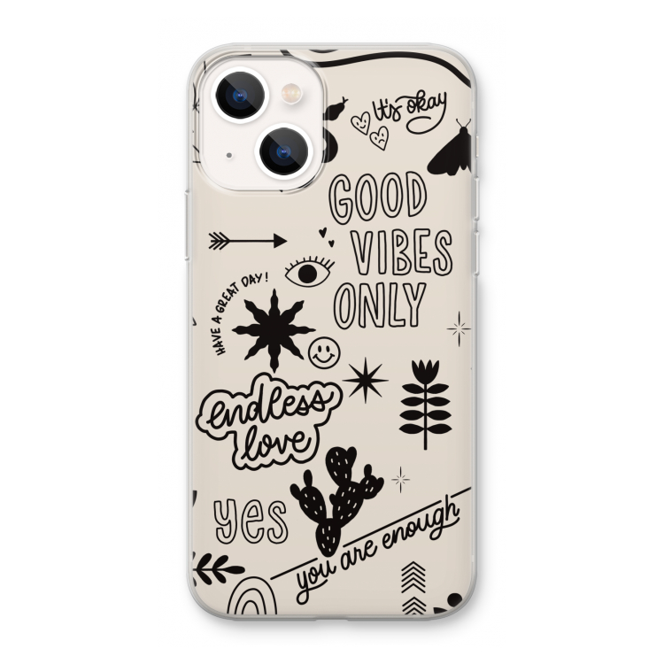 Good vibes: iPhone 13 mini Transparant Hoesje