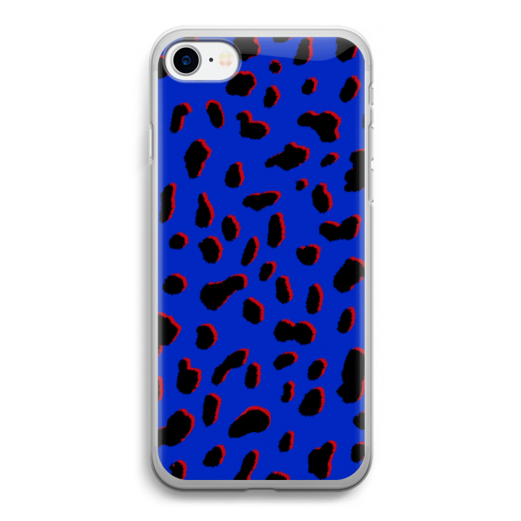 Blue Leopard: iPhone SE 2020 Transparant Hoesje