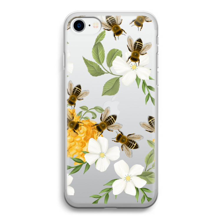 No flowers without bees: iPhone SE 2020 Transparant Hoesje