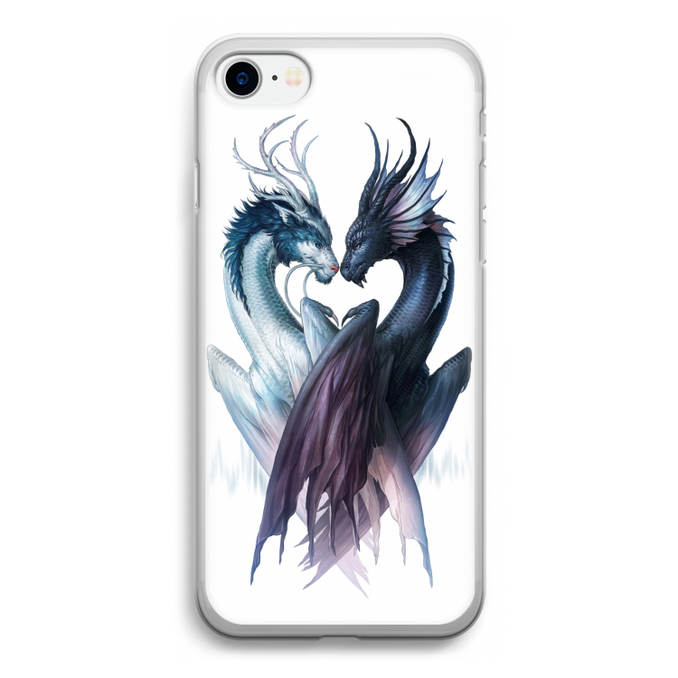 Yin Yang Dragons: iPhone SE 2020 Transparant Hoesje