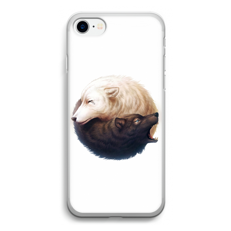 Yin Yang Wolves: iPhone SE 2020 Transparant Hoesje