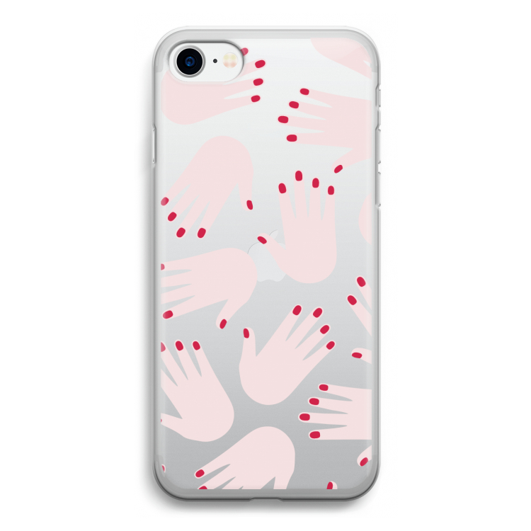 Hands pink: iPhone SE 2020 Transparant Hoesje