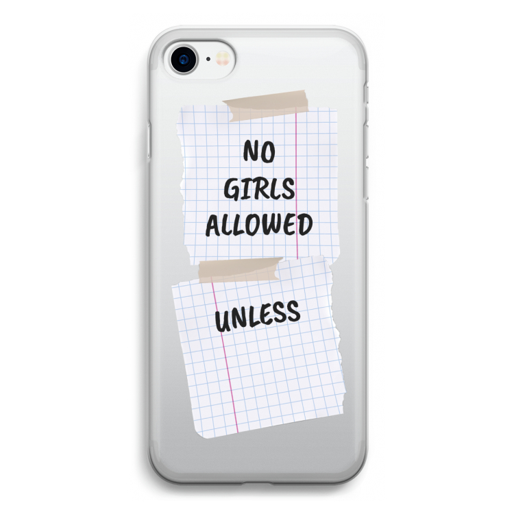 No Girls Allowed Unless: iPhone SE 2020 Transparant Hoesje