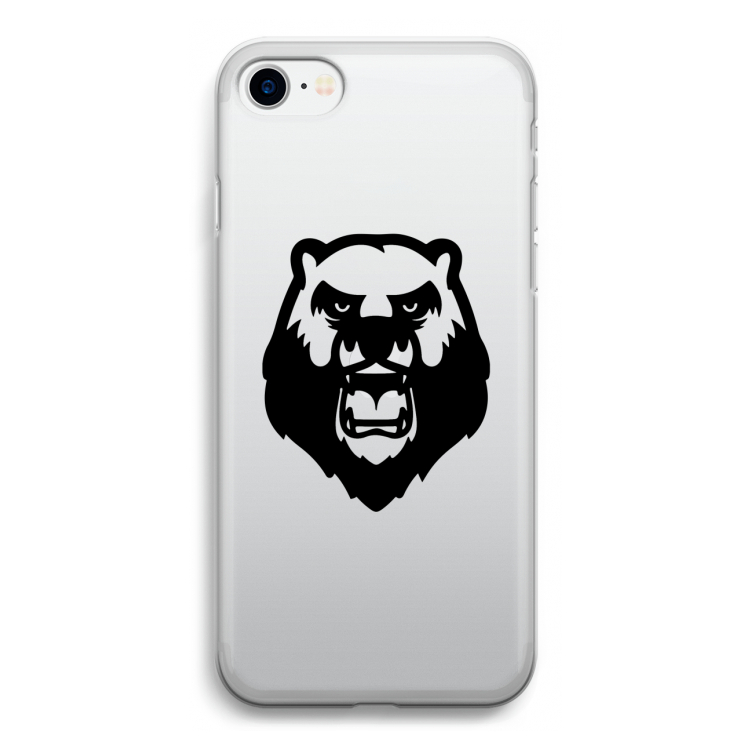 Angry Bear (black): iPhone SE 2020 Transparant Hoesje