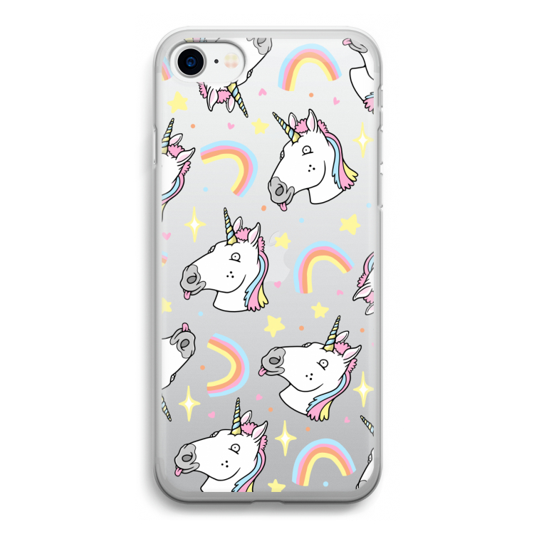 Rainbow Unicorn: iPhone SE 2020 Transparant Hoesje