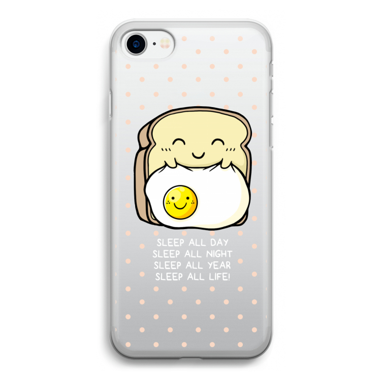 Sleep All Day: iPhone SE 2020 Transparant Hoesje