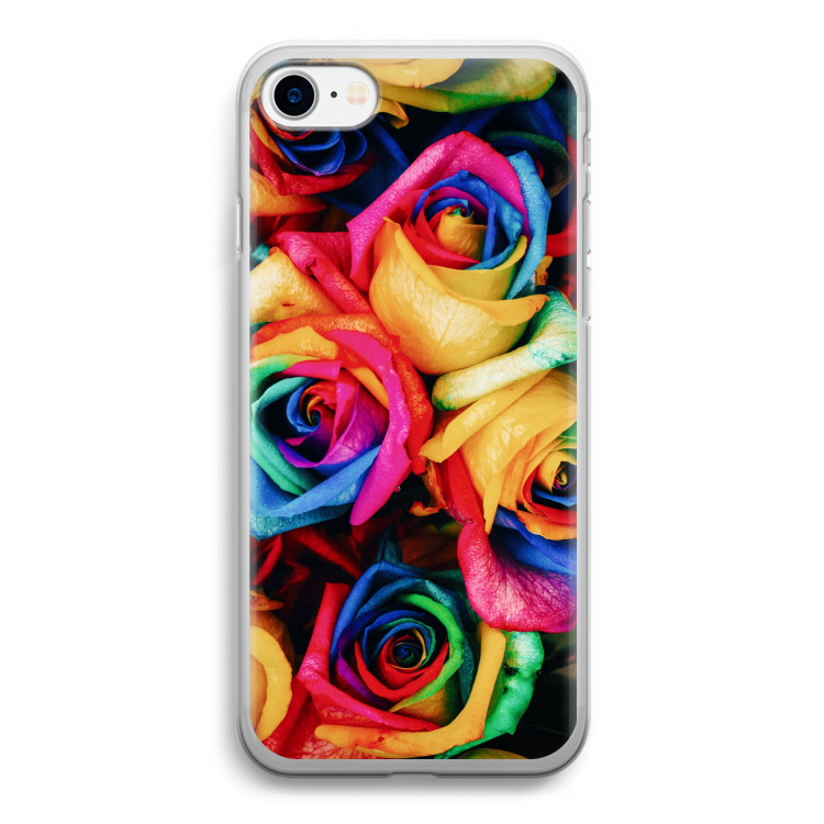 Neon bloemen: iPhone SE 2020 Transparant Hoesje