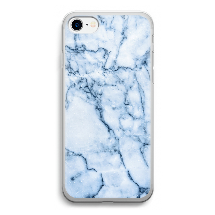 Blauw marmer: iPhone SE 2020 Transparant Hoesje