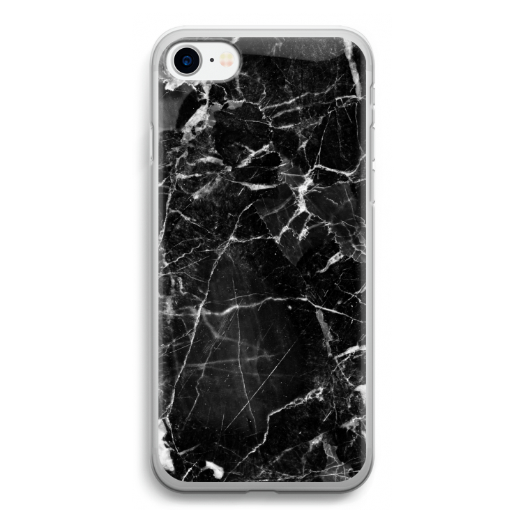 Zwart Marmer 2: iPhone SE 2020 Transparant Hoesje