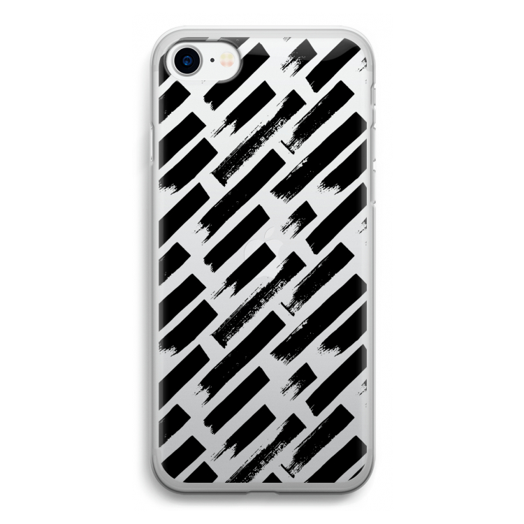 Zwarte vegen: iPhone SE 2020 Transparant Hoesje