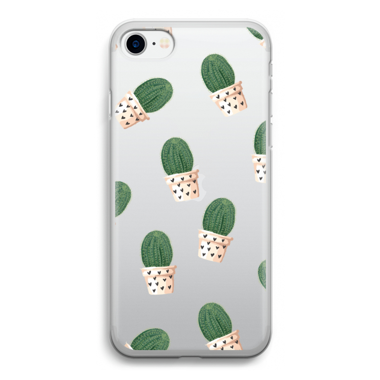Cactusprint roze: iPhone SE 2020 Transparant Hoesje