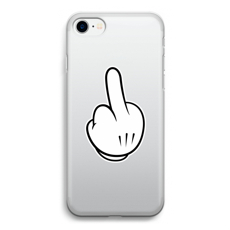Middle finger white: iPhone SE 2020 Transparant Hoesje