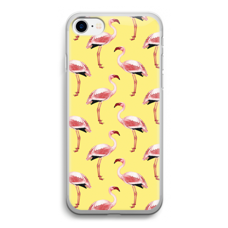 Flamingo's geel: iPhone SE 2020 Transparant Hoesje