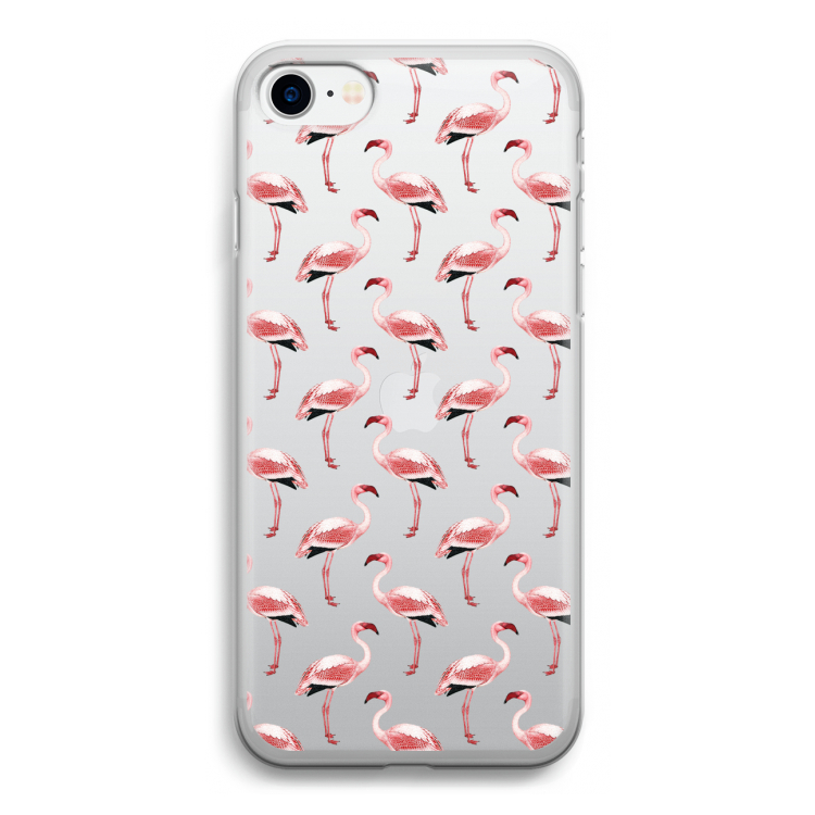 Flamingoprint groen: iPhone SE 2020 Transparant Hoesje
