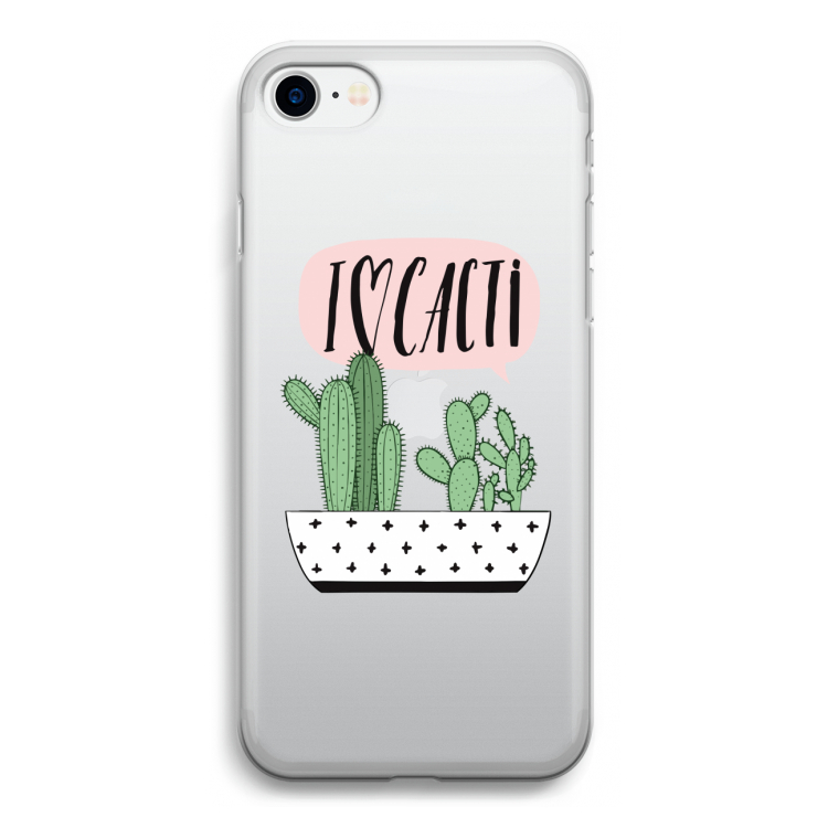 I love cacti: iPhone SE 2020 Transparant Hoesje