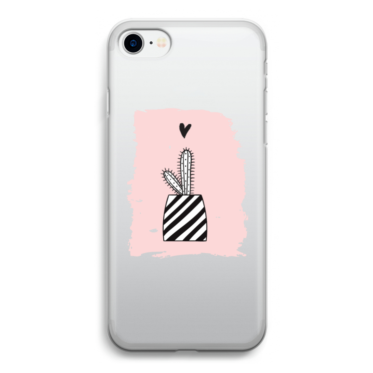 Zwart-wit cactus: iPhone SE 2020 Transparant Hoesje