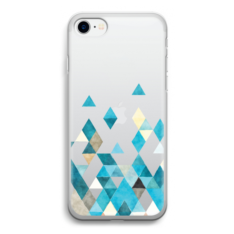 Gekleurde driehoekjes blauw: iPhone SE 2020 Transparant Hoesje