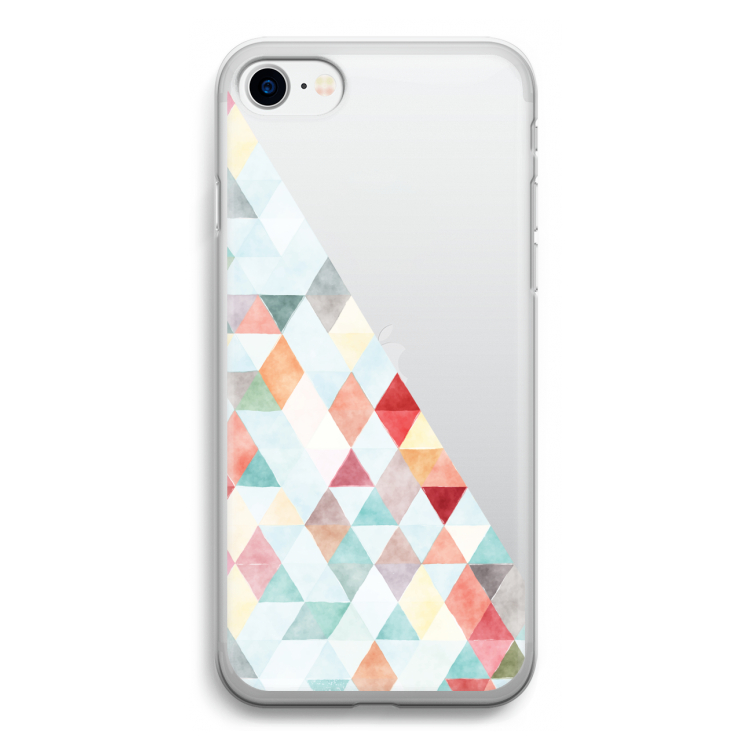Gekleurde driehoekjes pastel: iPhone SE 2020 Transparant Hoesje