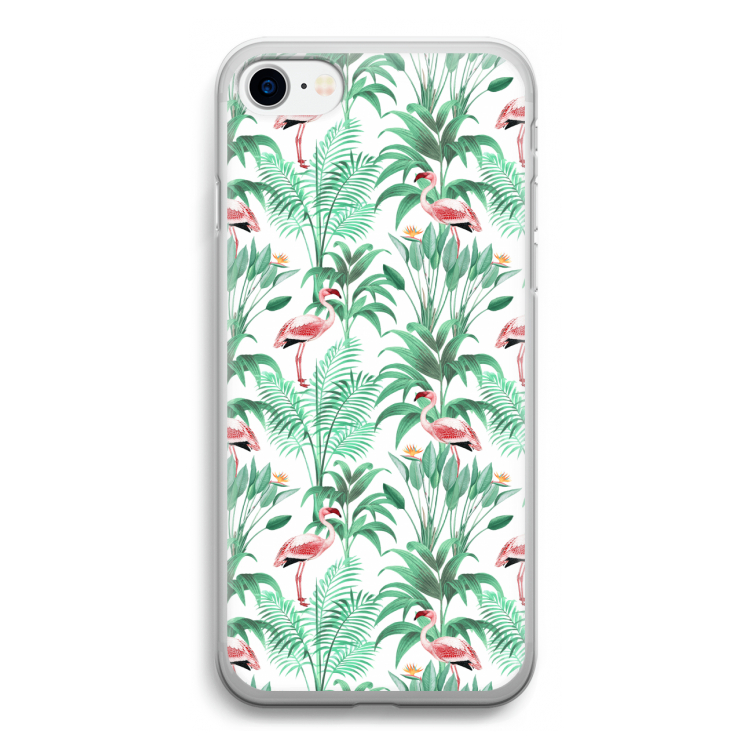Flamingo bladeren: iPhone SE 2020 Transparant Hoesje