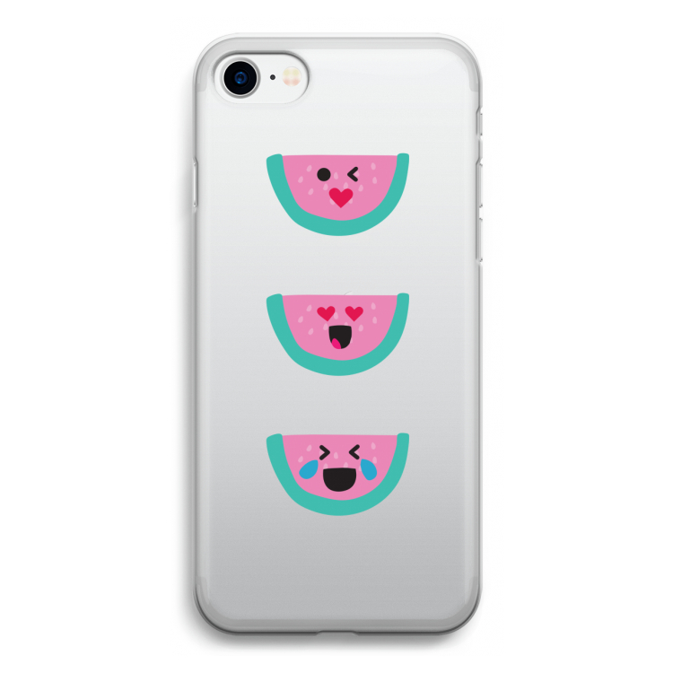 Smiley watermeloen: iPhone SE 2020 Transparant Hoesje
