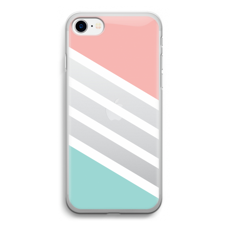 Strepen pastel: iPhone SE 2020 Transparant Hoesje