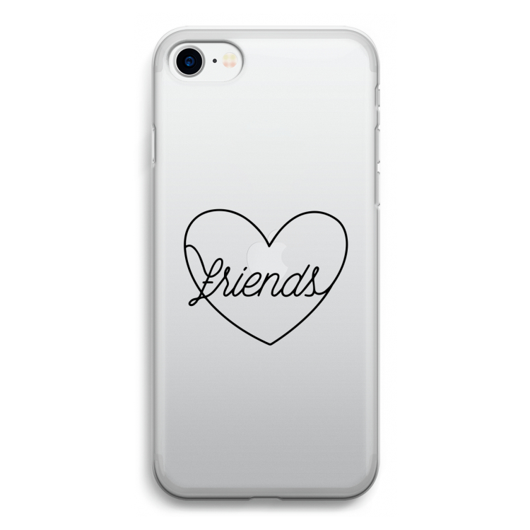 Friends heart black: iPhone SE 2020 Transparant Hoesje