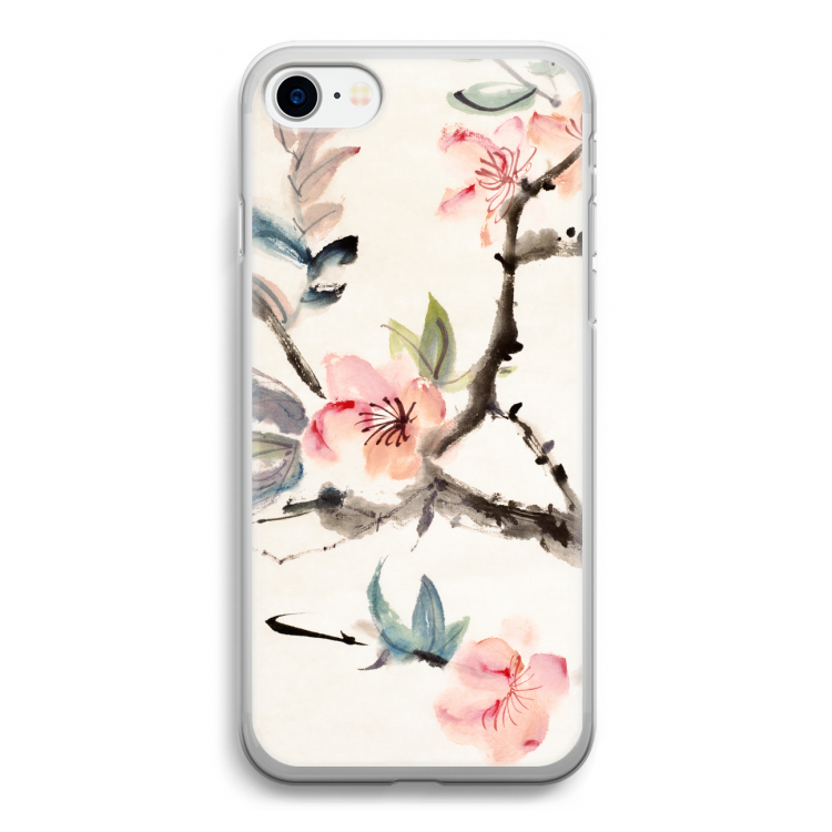 Japanse bloemen: iPhone SE 2020 Transparant Hoesje