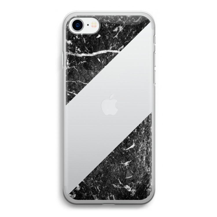 Zwart marmer: iPhone SE 2020 Transparant Hoesje