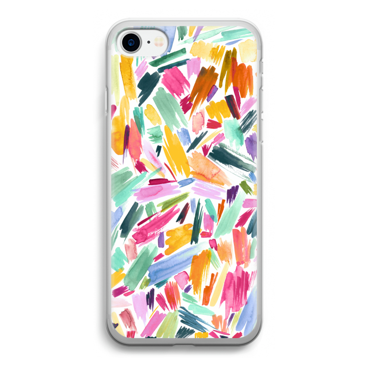 Watercolor Brushstrokes: iPhone SE 2020 Transparant Hoesje