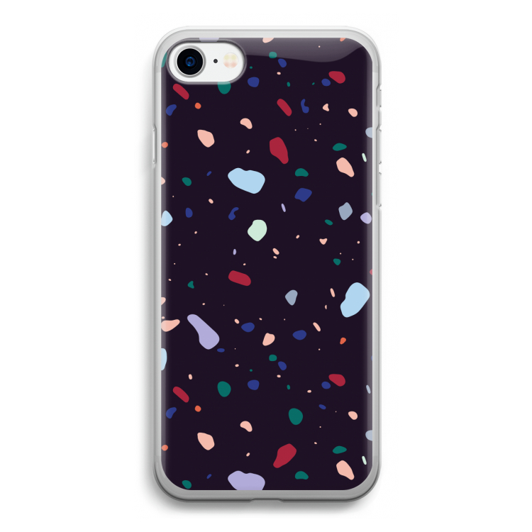 Dark Rounded Terrazzo: iPhone SE 2020 Transparant Hoesje