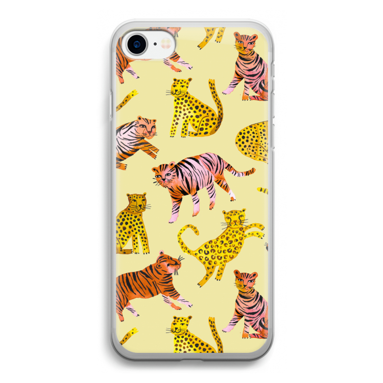 Cute Tigers and Leopards: iPhone SE 2020 Transparant Hoesje